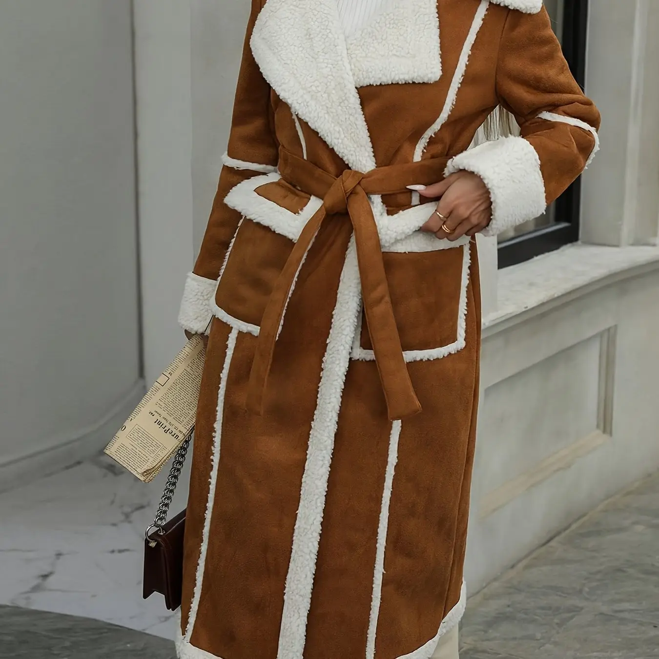 Winter Women's Cotton Jacket  Casual Retro Khaki Color  Medium Length and Plush Warm Jacket