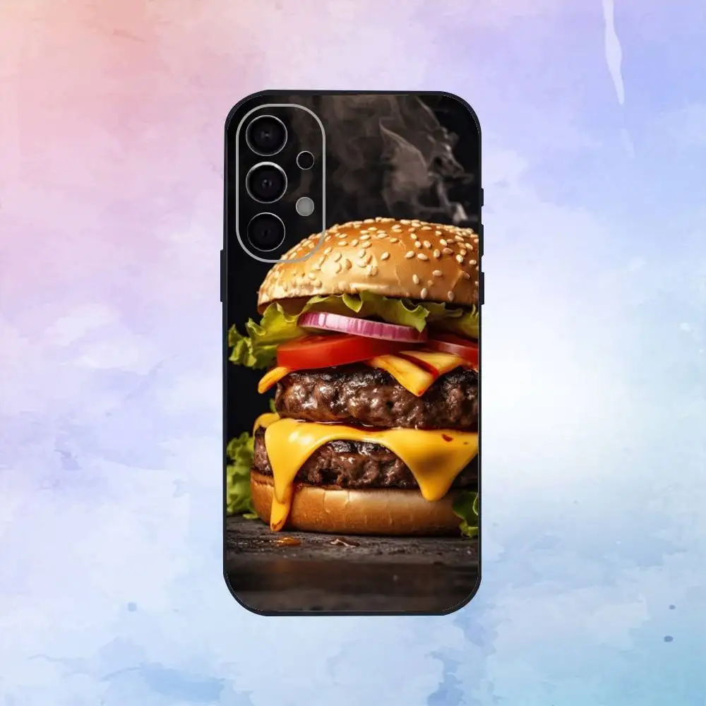 Вкусный, сочный большой гамбургерный чехол для телефона Samsung S25, S24, S21, S22, S23, S30, Ultra, S20, Plus, Fe, Lite, Note, 10,9,5G, черный чехол
