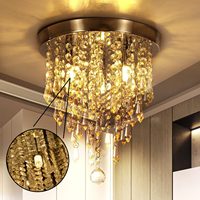 Moderne Deckenleuchte, Modern Kristall Kronleuchter bündige Deckenleuchte G9 Basis Edelstahl für Schlafzimmer flur