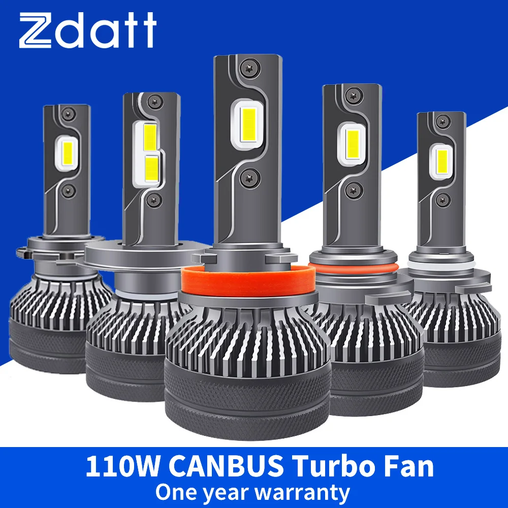 

ZDATT Car Led Headlights H1 H4 H8 H9 H11 H7 Led Lights CANbus 6000K 12V 110W 50000LM 5570 CSP Ice Lamp 9005 HB3 9006 HB4 2PCS