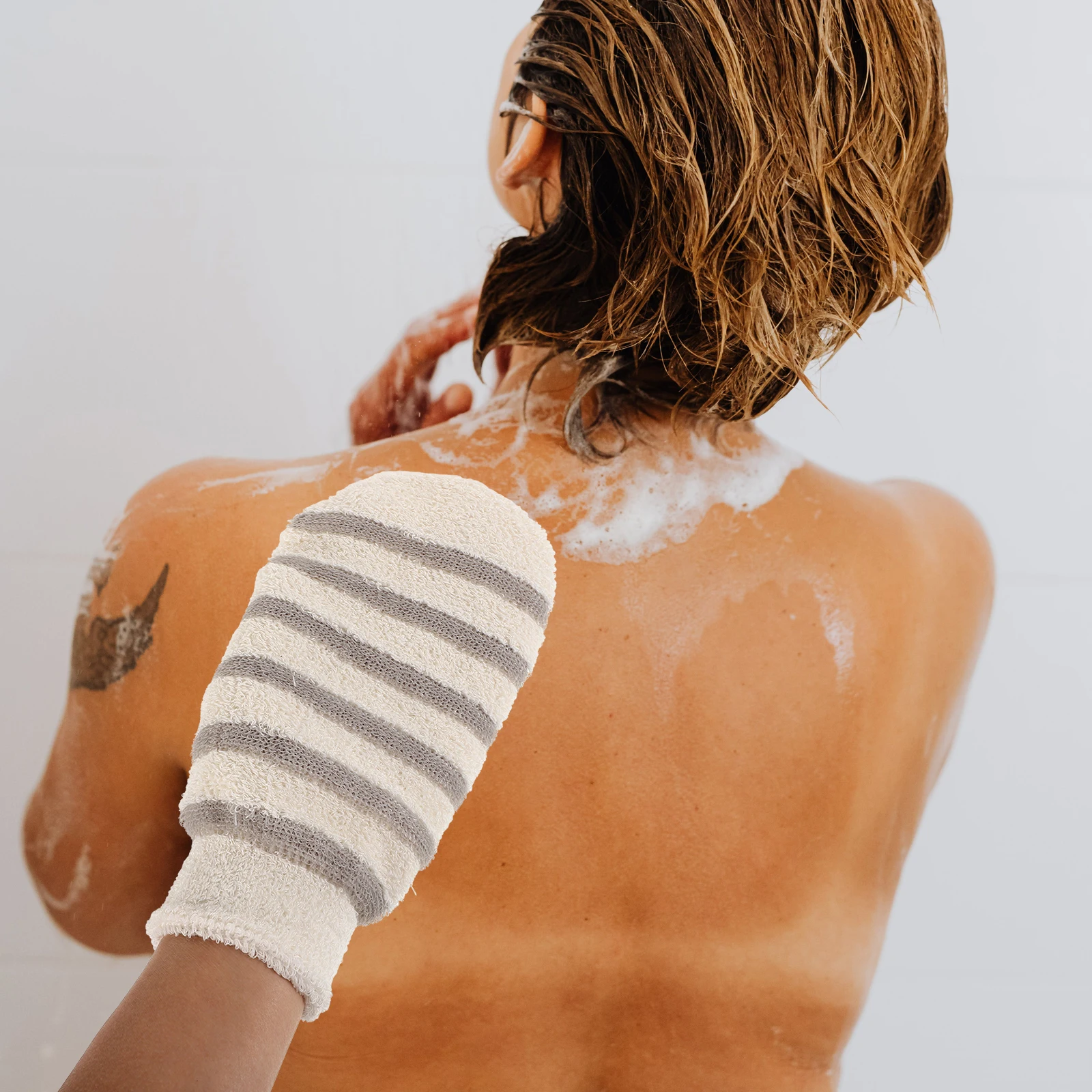 

3pcs Body Scrubber Deep Exfoliating Double Layer Bathing Mitt Soft WearResistant Family Essential Gloves Shower Gloves