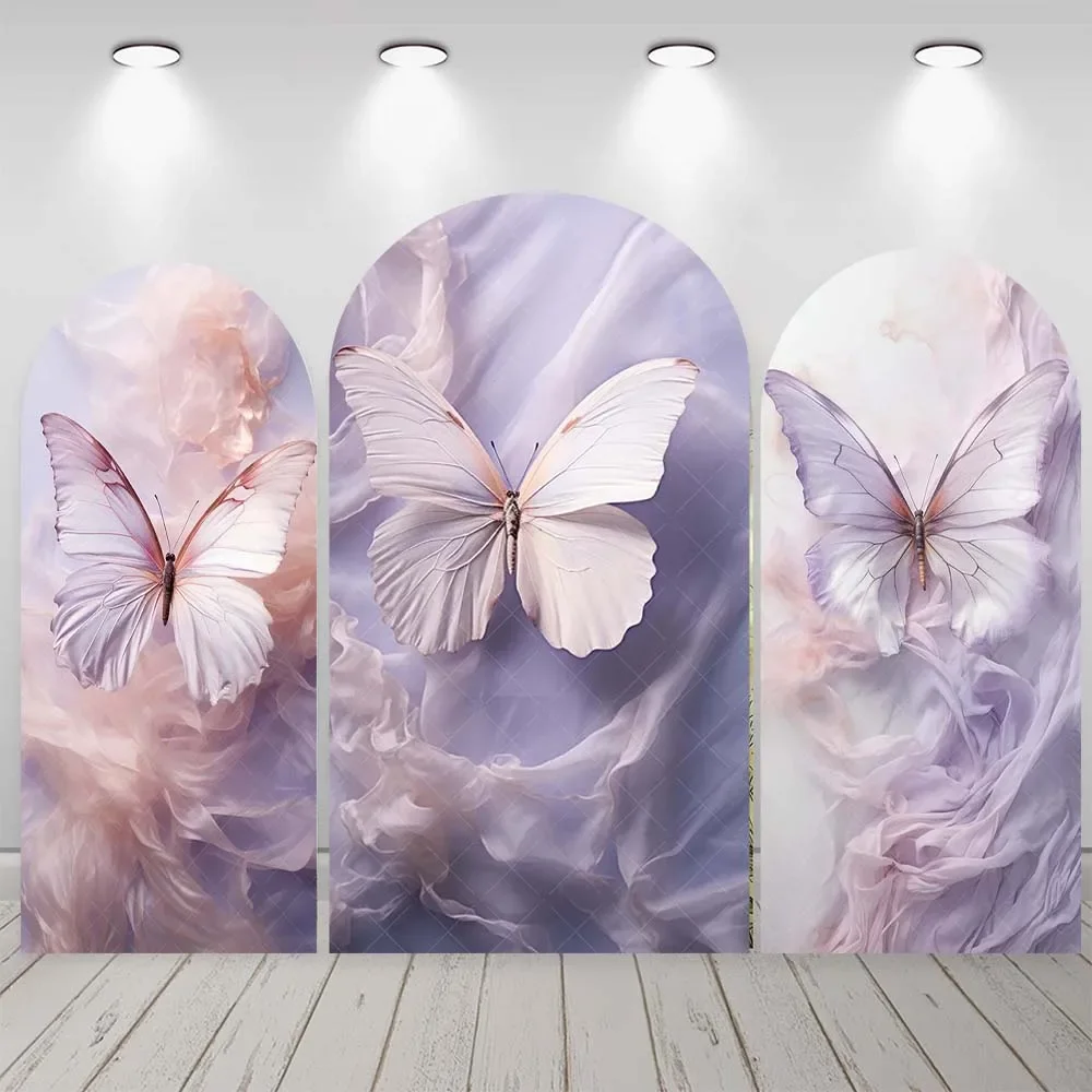 VIKAMA فراشة حفلة قوس خلفية غطاء فتاة عيد ميلاد حفل زفاف الديكور مخصص الكتابة الخلفيات الزخرفية