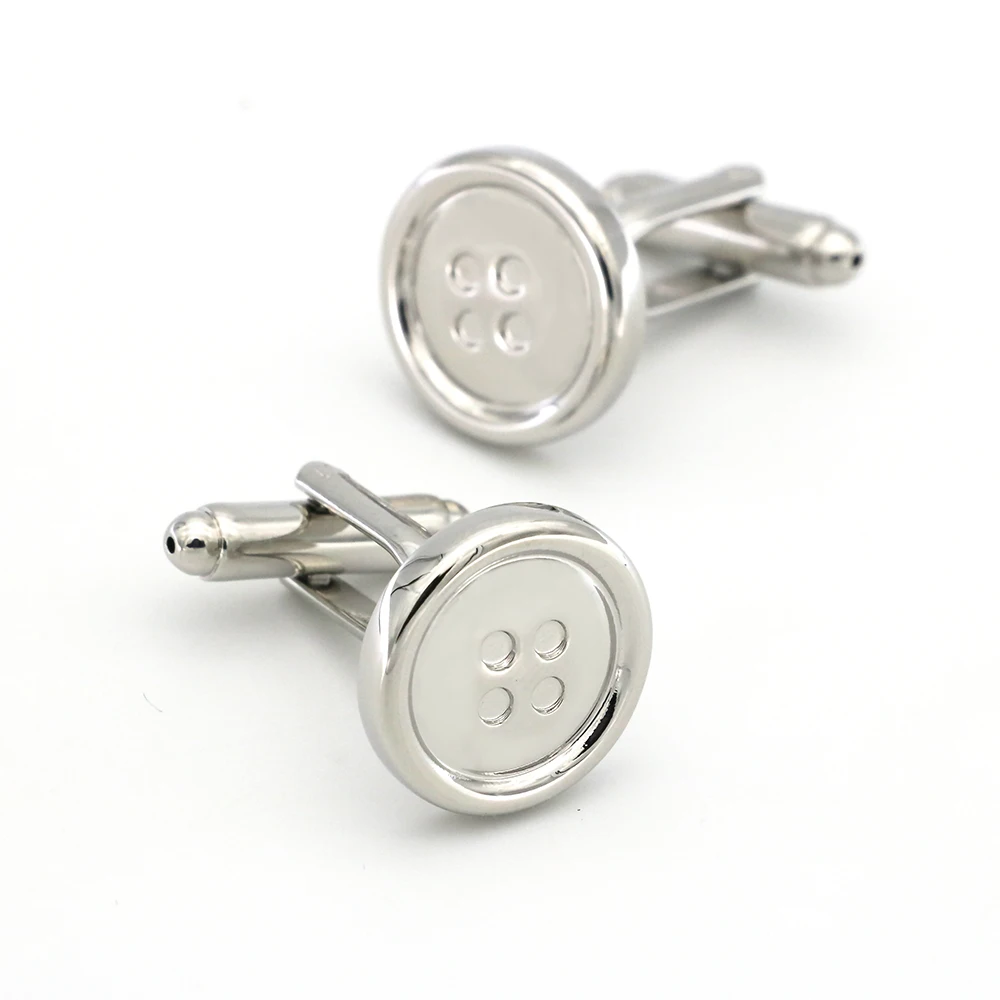 Men\'s Fashion Cufflinks Shirt Button Design Silver Color Quality Copper Cuff Links Wholesale&retail
