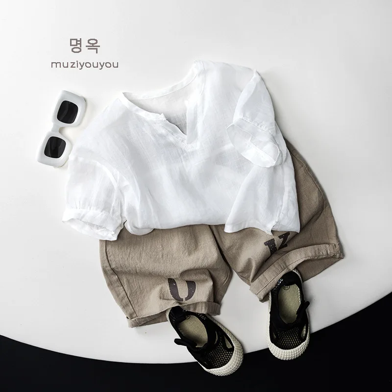 

2025 Summer New Children Short Sleeve T Shirts Cotton Boys Solid Casual Tee Thin Breathable Girls Versatile Tops Kids Clothes