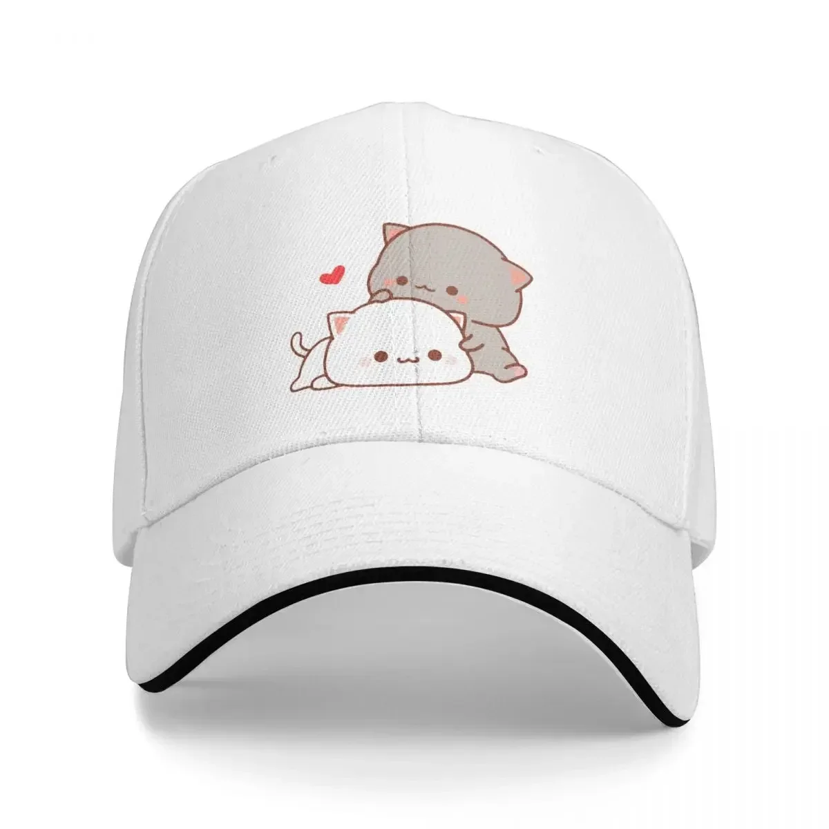 Kawaii Peach And Goma Cartoon Baseball Cap Hip Hop Mocha Mochi Peach Cat Sandwich Hats Unisex Style Adjustable Caps Hat Fishing