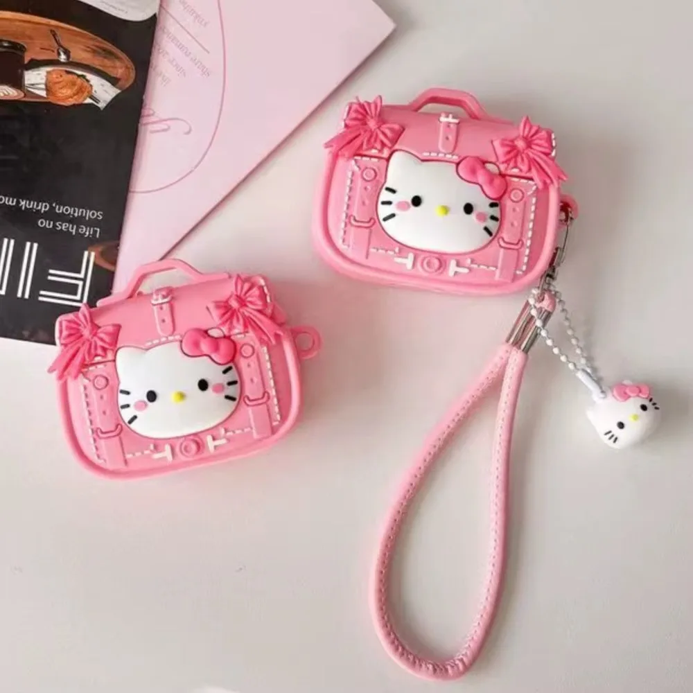 for AirPods 4 Case 3D Briefcase Hello Kitty Earphone Case for AirPods Pro 1 2 3 Cartoon Silicone Cover for Pro2 With Pendant