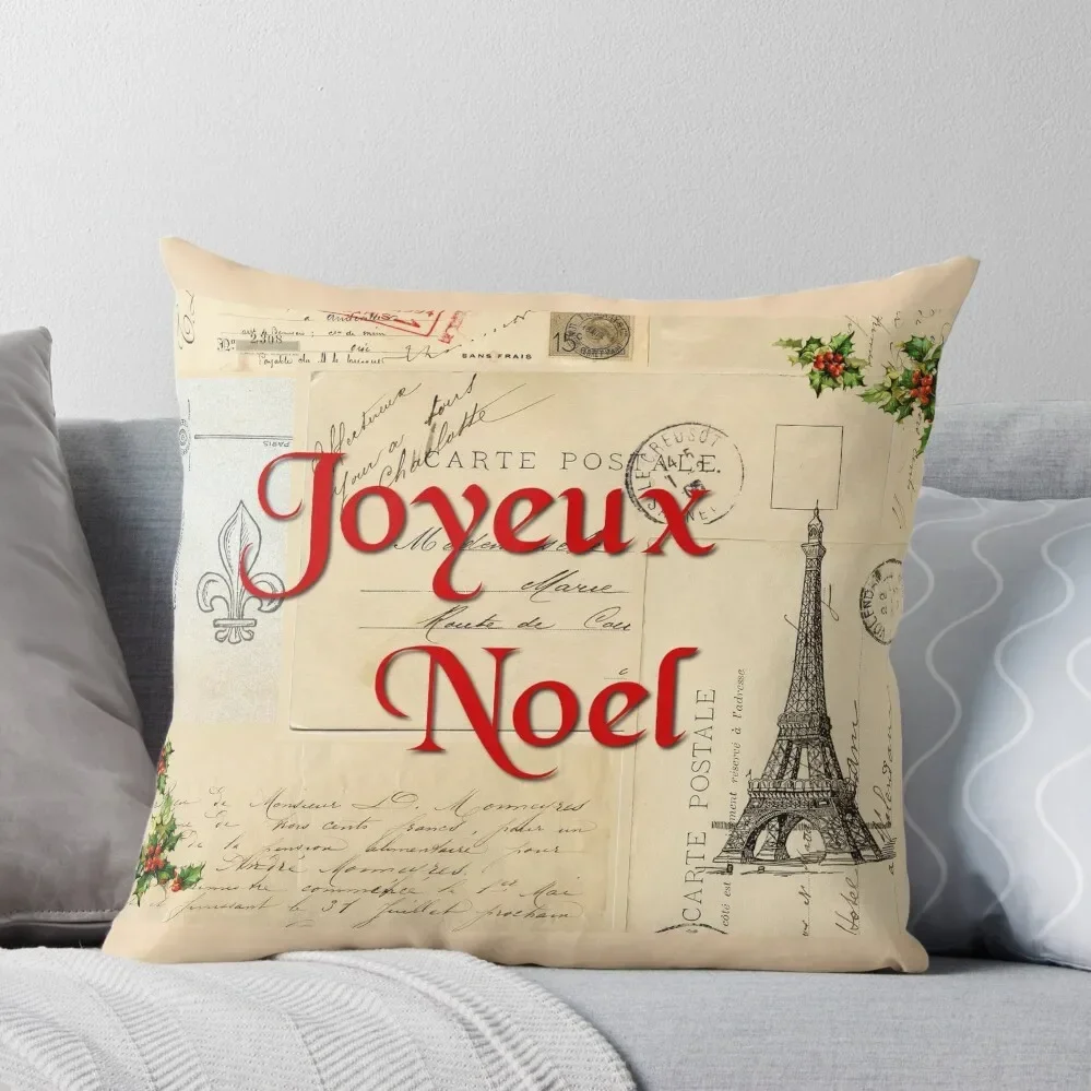 

Paris Joyeux Noel Vintage Christmas Throw Pillow Christmas Covers For Cushions Luxury Sofa Cushions ornamental pillows Pillow