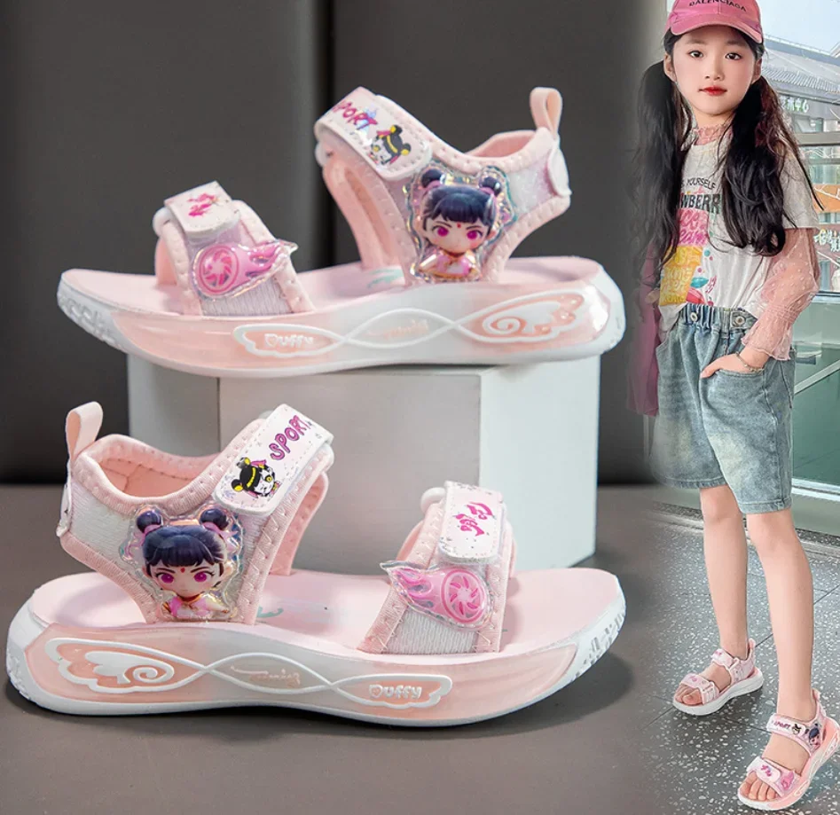 

New Children Sandals for Girls Korean Fashion Design Open Toe Anti Slip Beach Sandals Casual Comfortable Soft Sole Kids Shoes