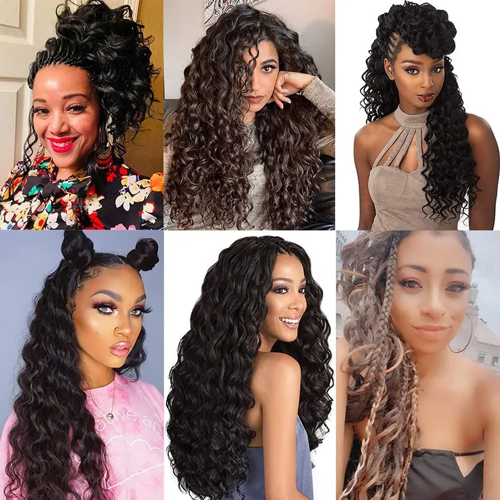 Dansama 18 inch Synthetic Crochet Hair Deep Wave Twist Hair Crochet Braids Premium Deep Wave Hair Extension 80 g Braiding Bulk