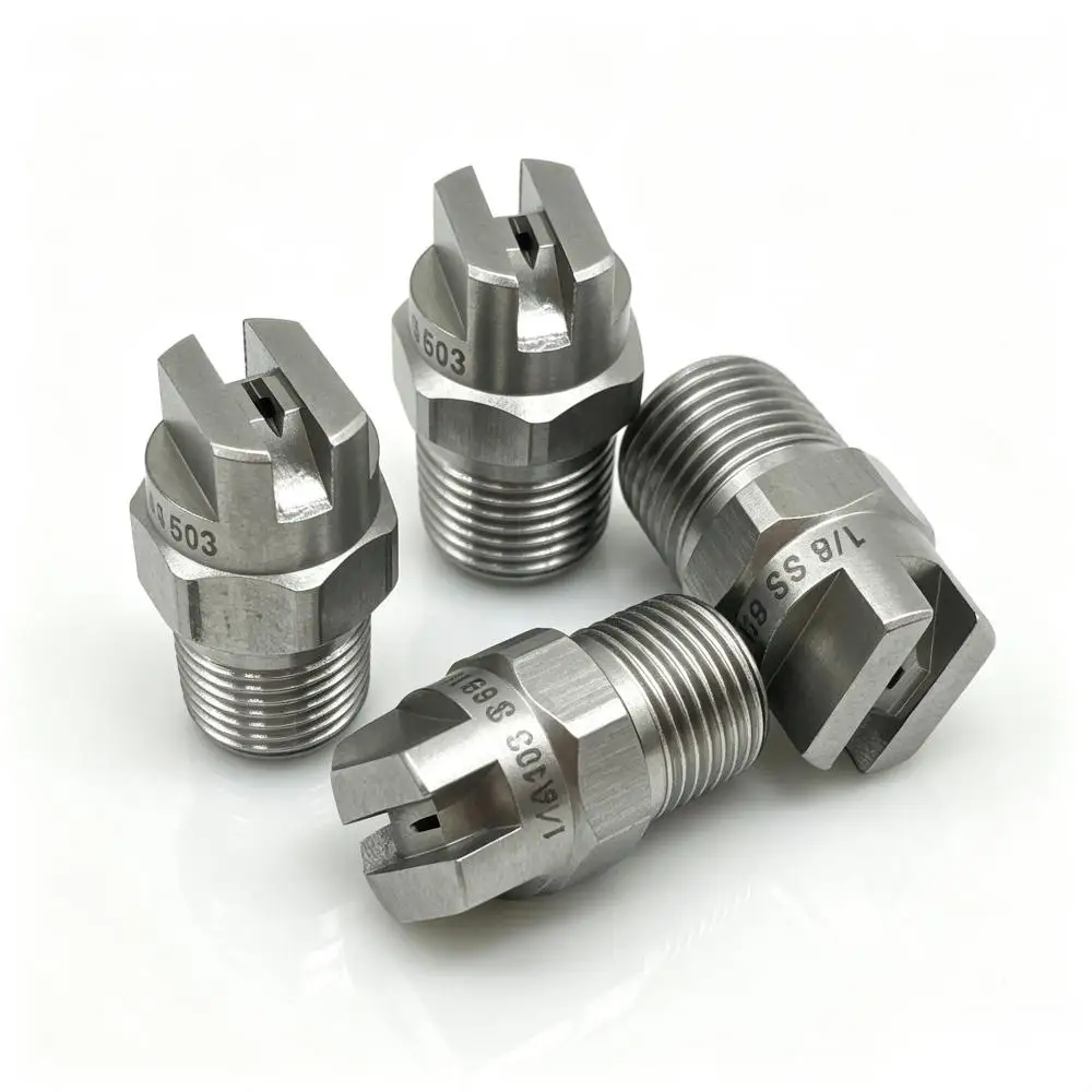 65 Degree Stainless Steel Flat Fan Spray Nozzle High Pressure Water Cleaning Tip Threaded Nozzle for Industrial Surface Cleaner