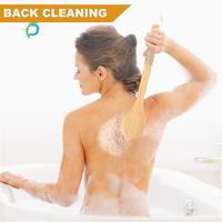 A20Q-Dry Skin Body Brush Bath Exfoliating Brush Natural Bristles Back Scrubber With Long Wooden Handle For Shower, Remove Dead S