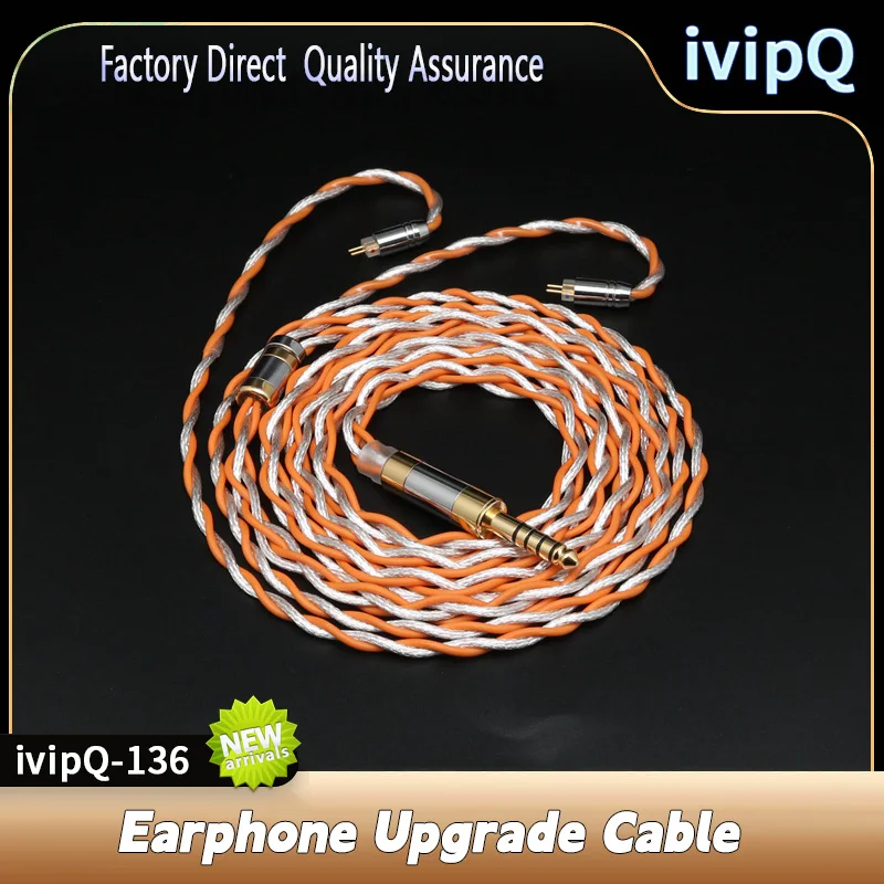 ivipQ HIFI Earbud Cable Shielding Wire+ Single Crystal Silver Plating Palladium+7N OCC Wire 3.5mm/4.4mm MMCX/2Pin 0.78 for EA500