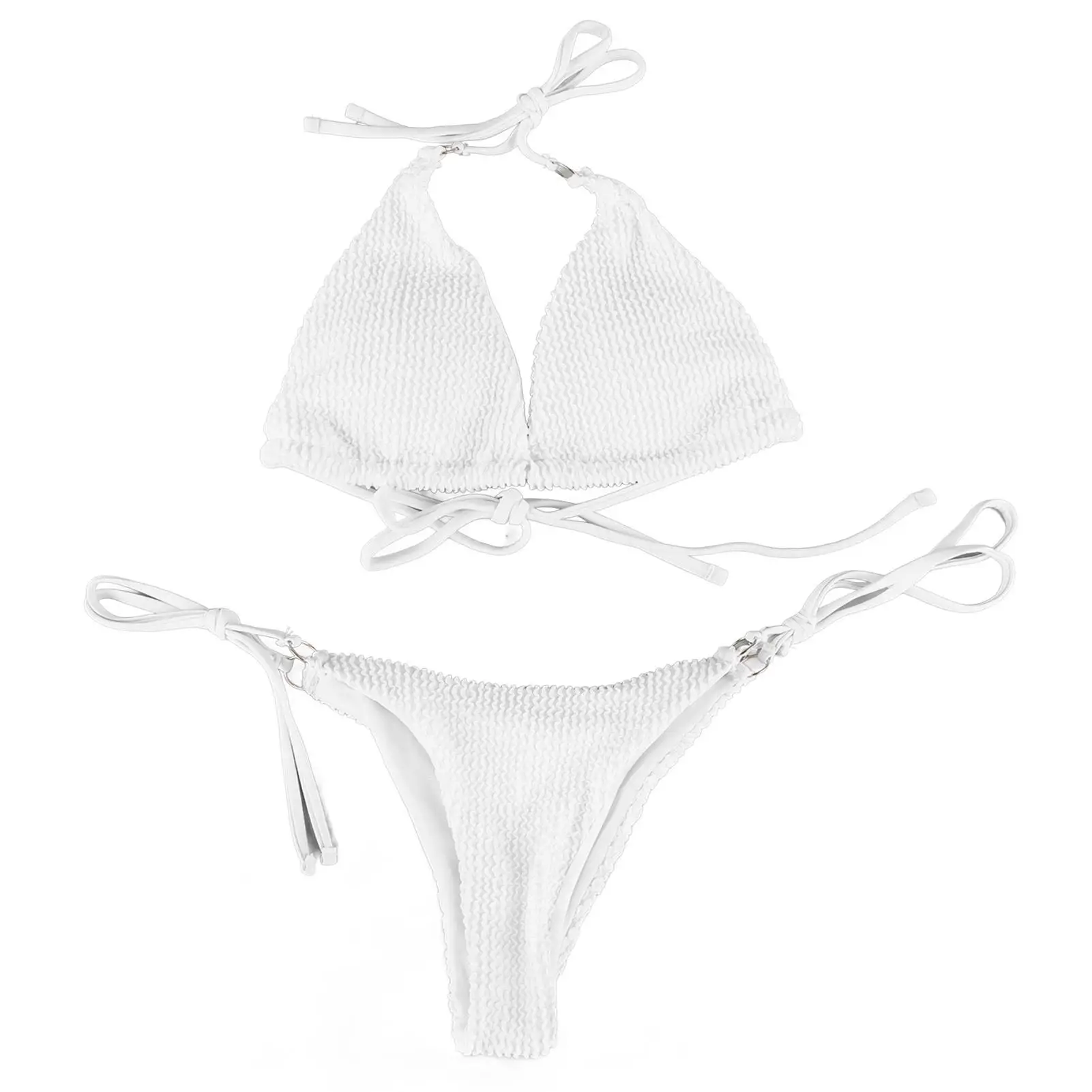 Stylish Women's Soft Bikini Swimsuit Set - Comfortable Halter Crisscross Design in Pure Color for for swimming