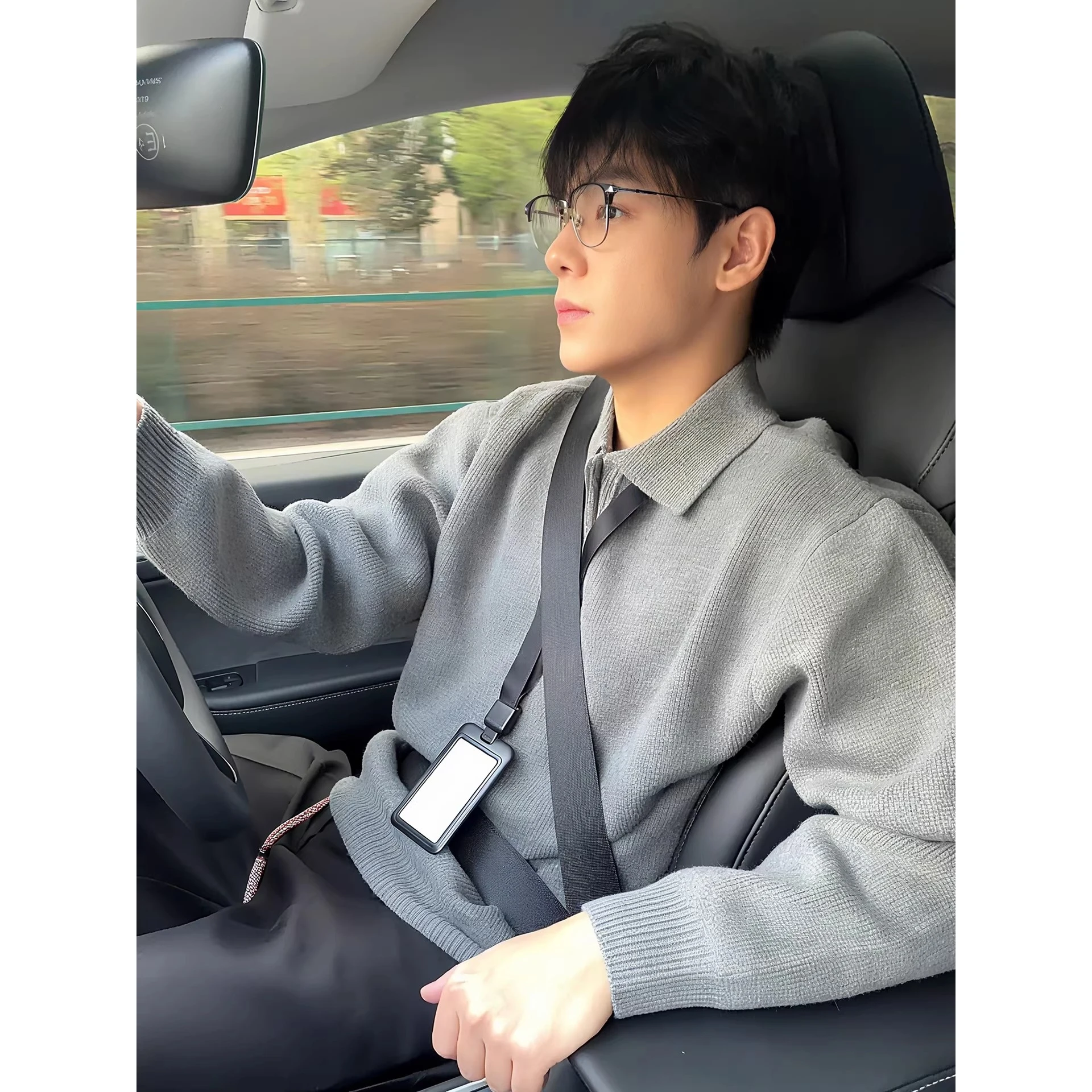 

Мужская вязаная кофта в американском ретро-стиле с воротником, корейский стиль, зимняя теплая, из полиэфирного волокна, с длинным рукавом, повседневная мода