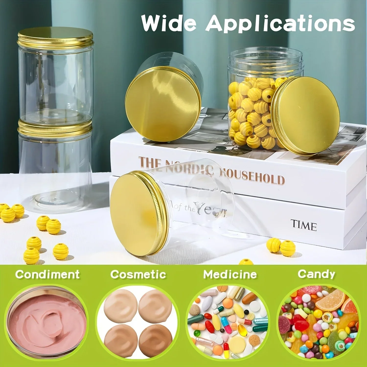12pcs 16.9oz Fillable Jars Plastic With Gasket Strong Seal Plastic Mason Jar Threaded For Kitchen Dispensing Storage Nuts Honey