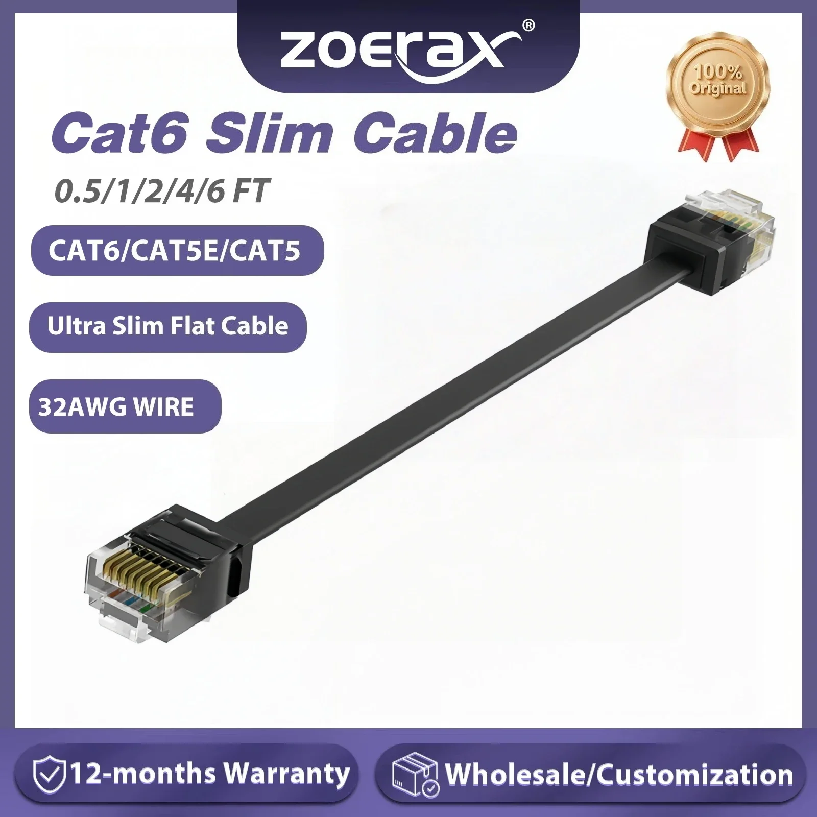 ZoeRax Cat6 Cat5e Ethernet Patch Cable 0.5/1/2/4/6 FT Slim Patch Cable Gigabit Cat6 Network Cable for Patch Panel/Switch/Router