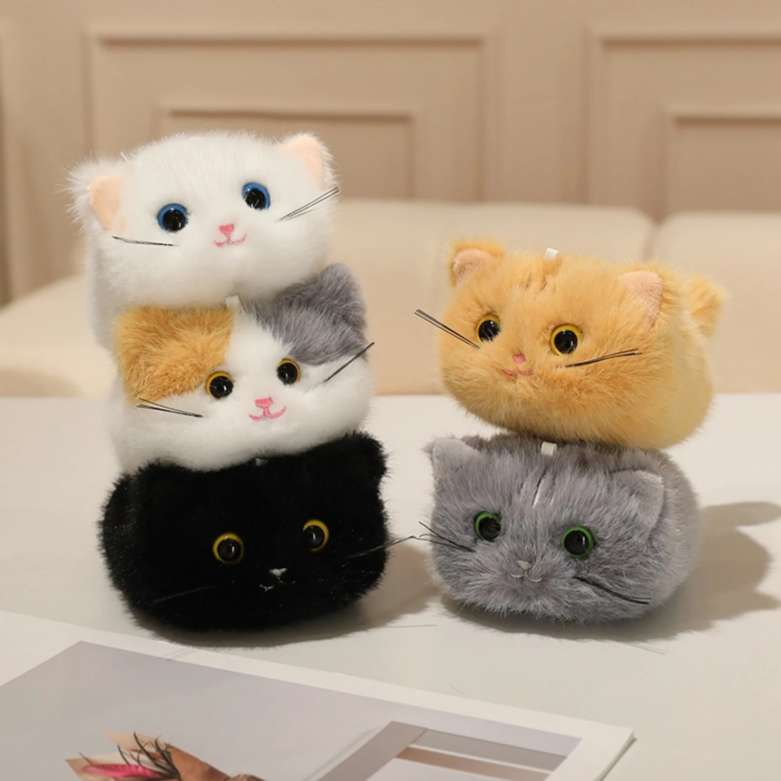 Cat Stuffed Toy Lightweight Cat Stuffed Animal Stuffed Toy with Loop Cute Fuzzy for Children, Backpacks, Keychains