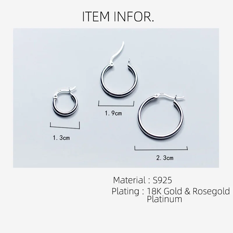 La Monada 925 Silver Woman Earring Plain Simple 925 Silver Jewelry Small Hoop Earrings For Women Female Girls Lady Elegant