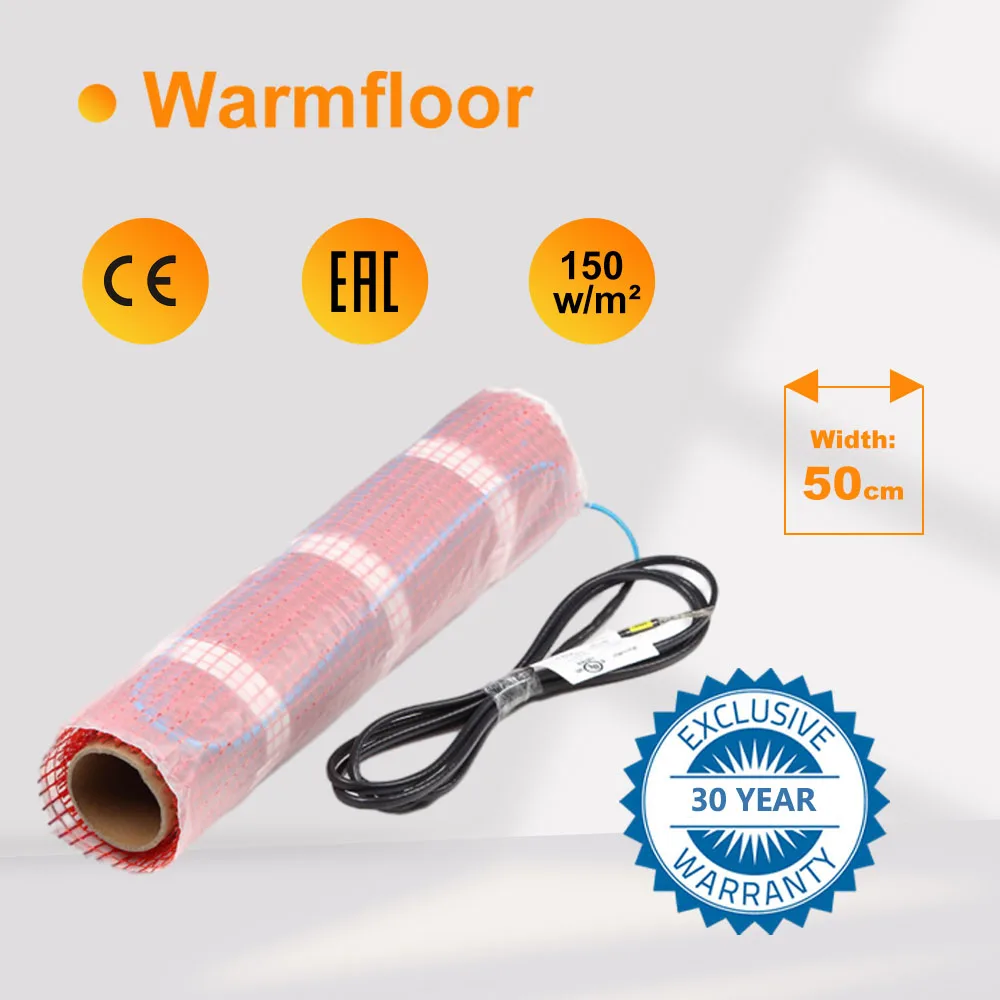 MAXKOSKO Floor Heat Heating Mat Electric Radiant Warmmat Self-adhesive 4-12m2 Ceramic Tile Wooden Floor Heating System 100W/m2