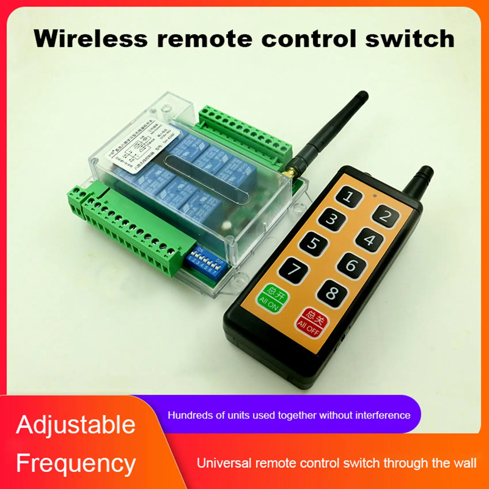 Wireless RF Remote Control Switch 12V/24V/48V Motor Jog/Self-Locking Interlock Distribution Box Control Switch-D