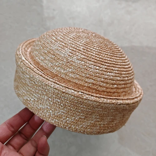 Boina de punto de verano para mujer, sombrero para el sol, sombrero de paja con tapa cóncava circular, sombrero de playa para fiesta Derby de Iglesia