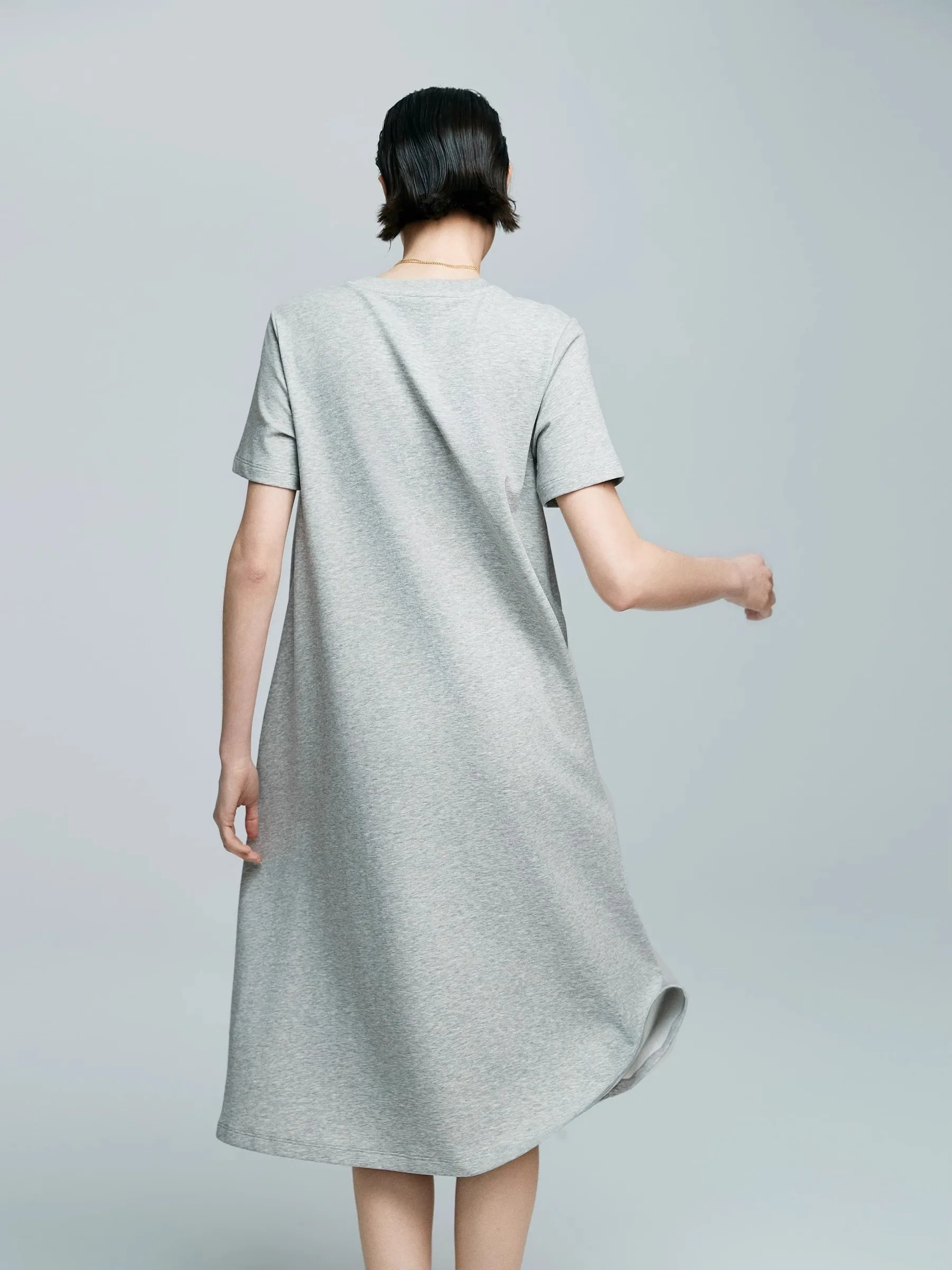 Luchtgevoel luie jurk met korte mouwen Lente/Zomer 2025, halflange T-shirtjurk dames Huidvriendelijk en ademend