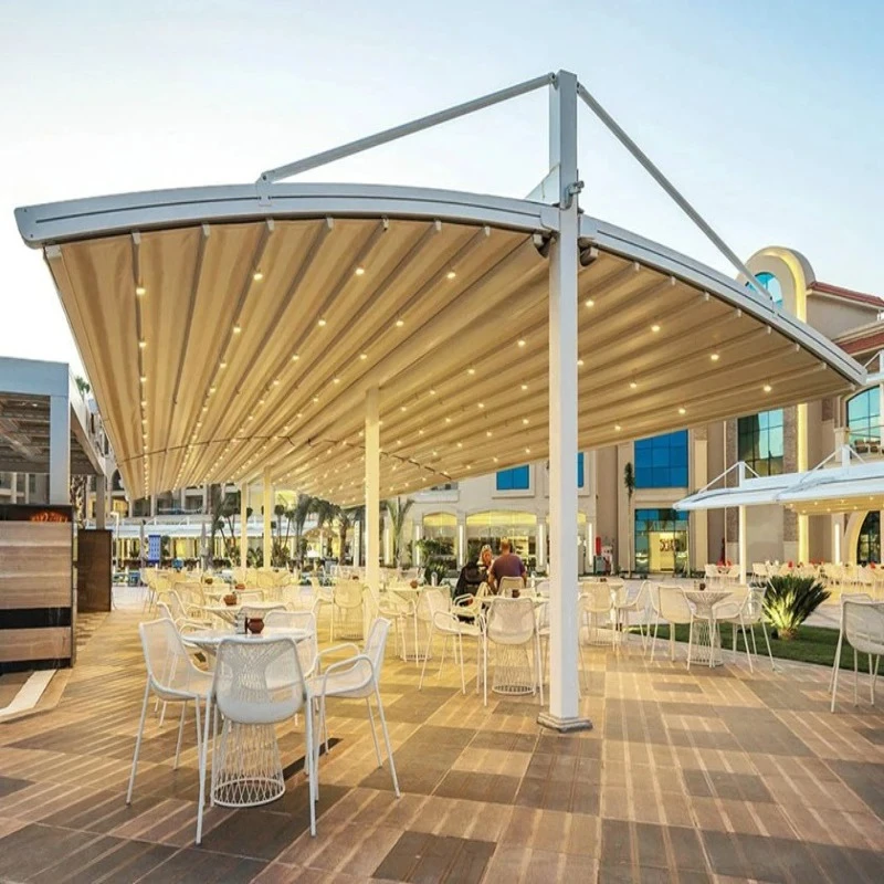 Modern Aluminum Waterproof Retractable PVC Roof Pergola, Customizable Size, Suitable For Outdoor Shading On Terraces