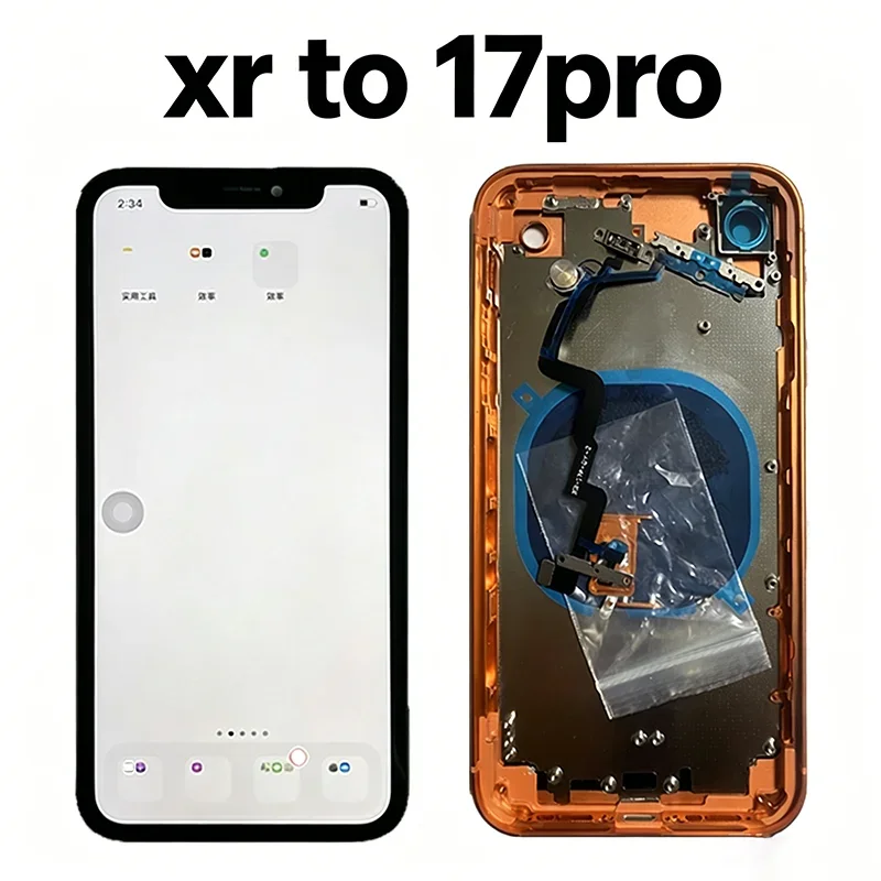 Pantalla Plana Modificada para iPhone XR a 17 Pro, Reemplazo de Pantalla Curva, Completamente Compatible con la Carcasa y el Flash Estilo 17 Pro
