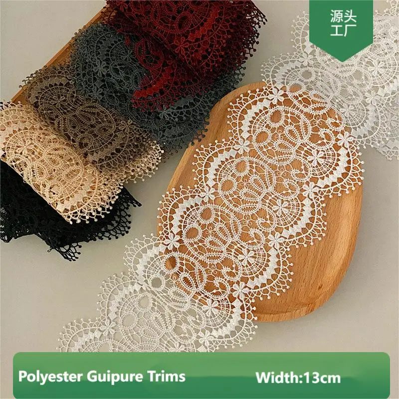 13CM thin threads polyester guipure trims embroidery water-soluble lace accessories for woman Lolita clothing