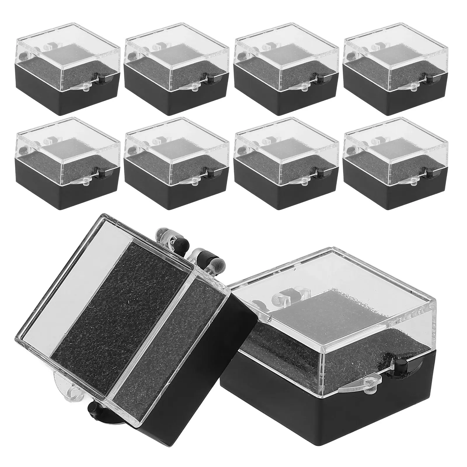 10Pcs Clear Acrylic Jewelry Display Box Square Transparent Badge Case with Protective Sponge Lining for Brooches Rings Lapel