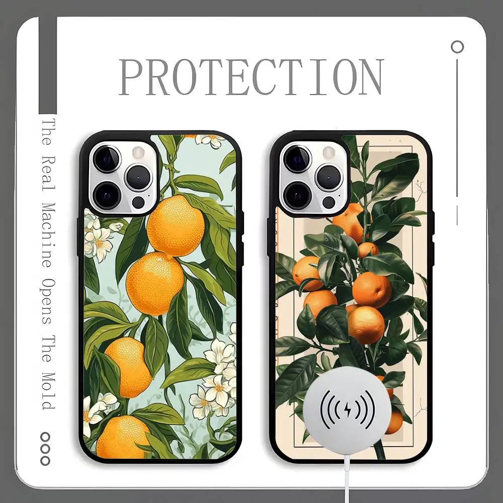 

Summer Fruit Lemon Phone Case For Magnetic Wireless Charge Cover For iphone 16 15 14 13 12 11 Pro Max Plus Coque