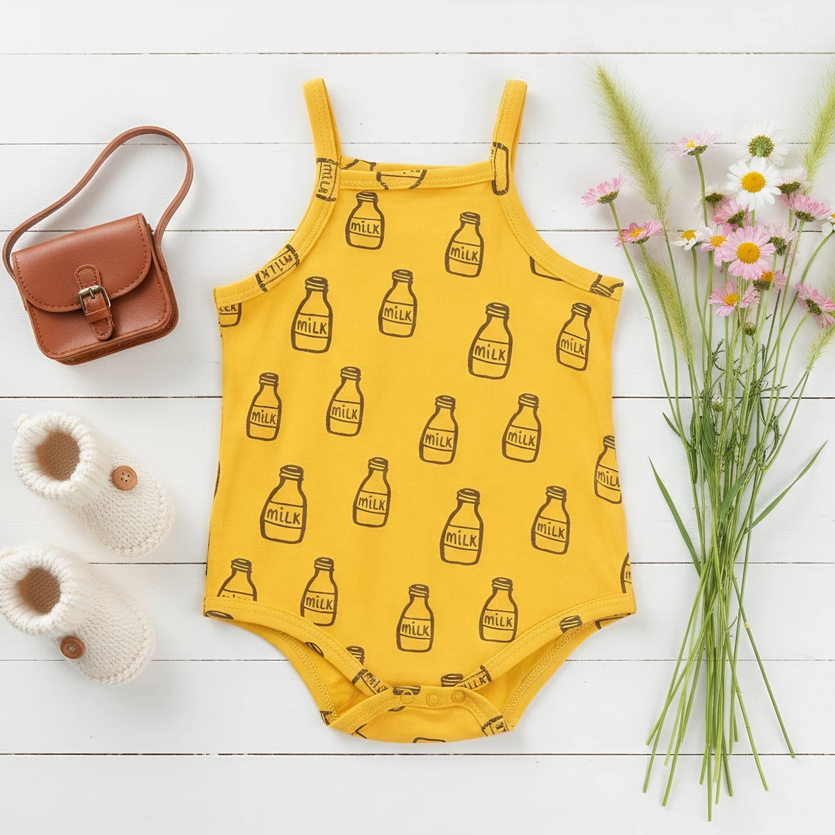 Sanlutoz Cute Summer Toddler Boys Girls Sleeveless Bodysuits Cotton Clothing
