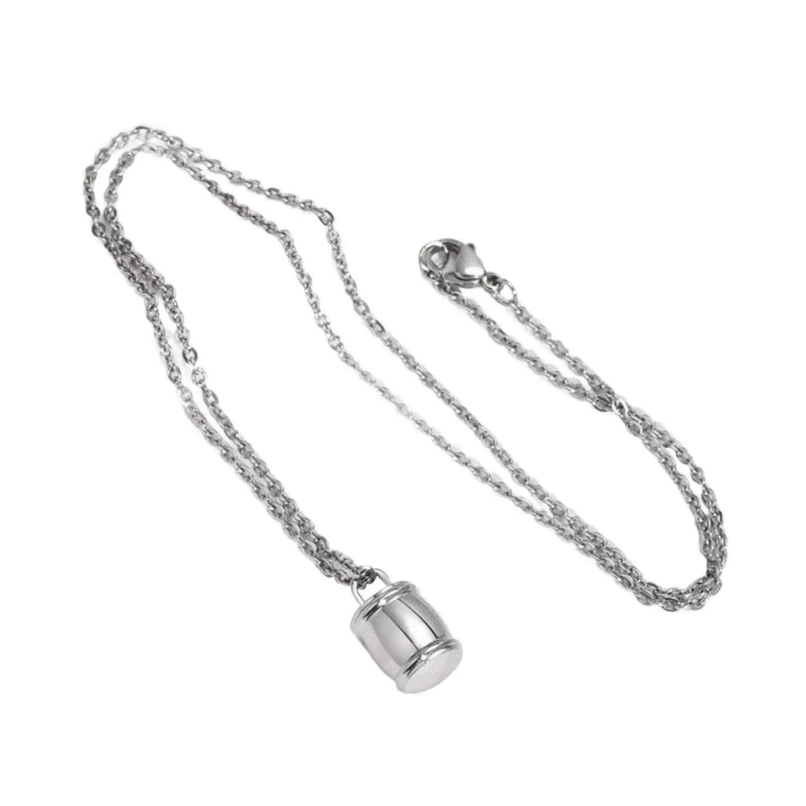 Urn Necklace Stainless Steel Small Cylinder Pendant Keepsake Ashes Holder Memorial Jewelry Perfume Container Gift for Dad
