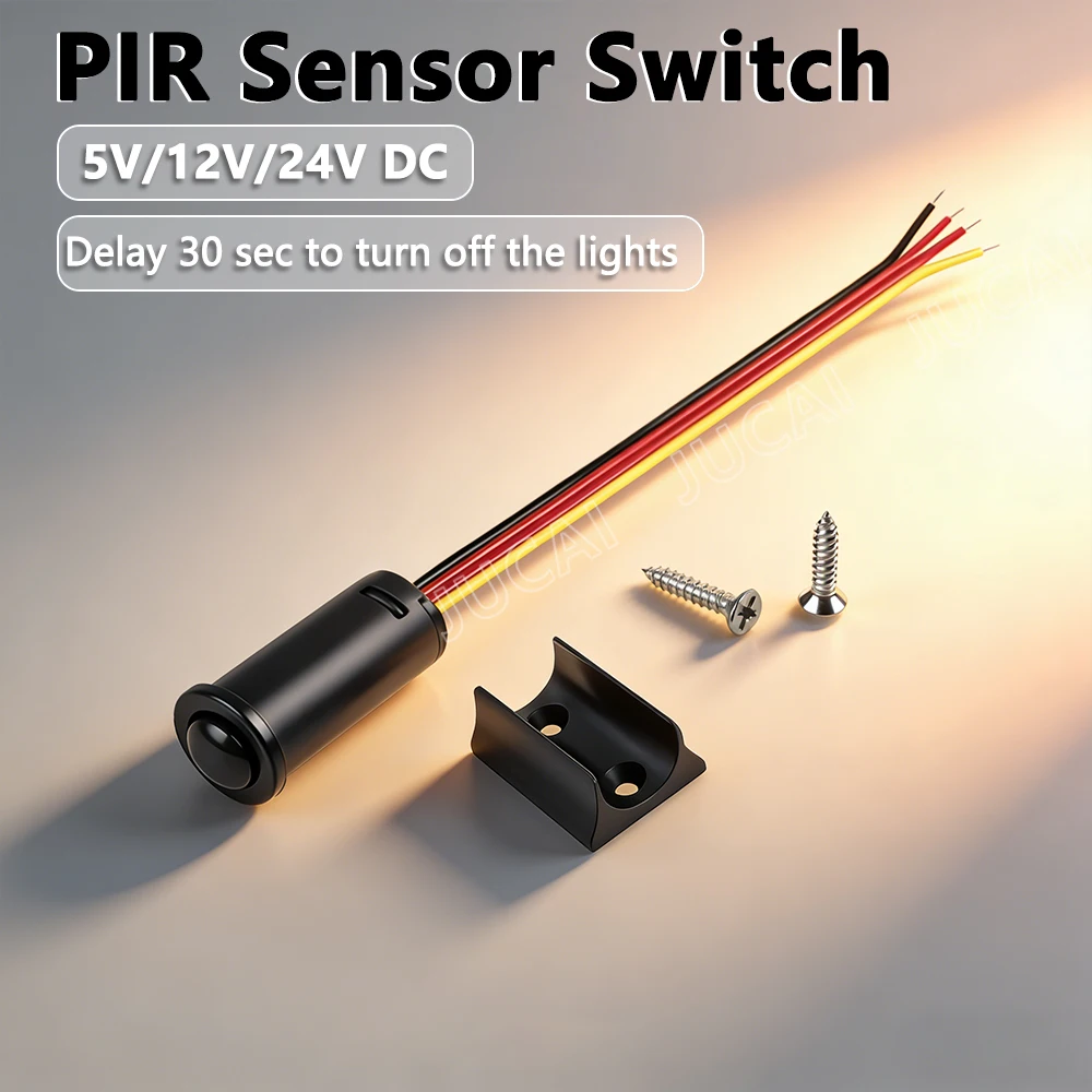 DC5V 12V 24V Automatic Sensor Light Switch LED PIR Infrared Motion Sensor Detection Light Indoor Wardrobe Time Delay 30S