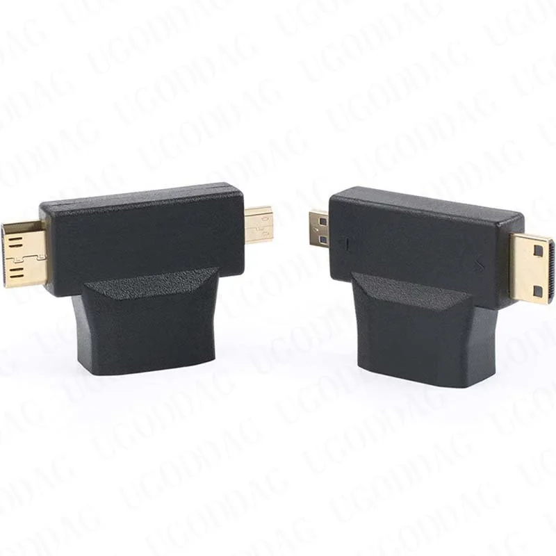 2 In 1 HDMI-compatible To Micro HDTV Male Mini HDTV Male Female Cable Adapter T Shape Converter for HDTV 1080P Cables