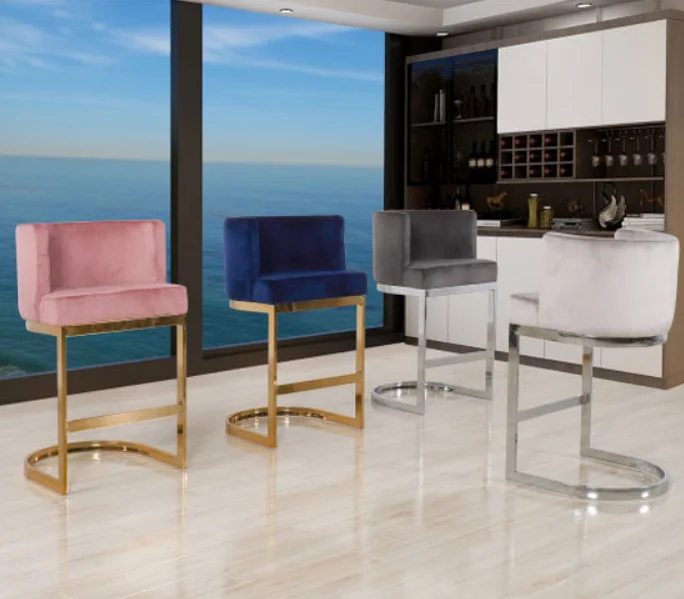 

Современный золотой барный стул из нержавеющей стали, стул с высокой ногой для отеля, кафе, дома
