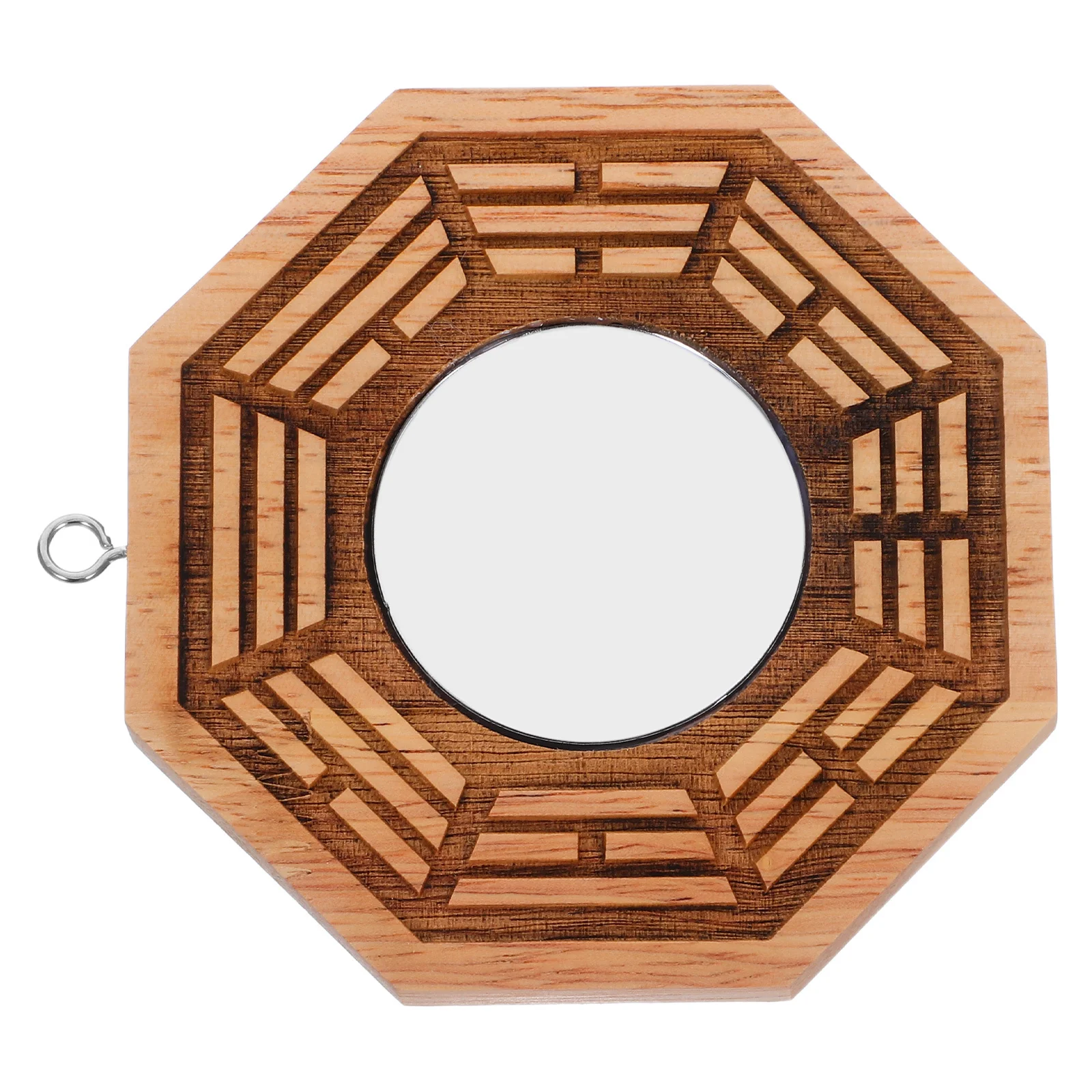 

Handcrafted Wooden Bagua Mirror Feng Shui Lucky Charm Pendant Door Protection Convex Mirror Prosperity Home Decor