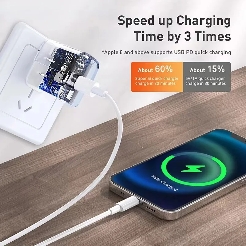 30W USB‑C PD Fast Charging Wall Charger EU Plug Power Adapter For iPhone 17 16 15 Pro Max iPad Mobile Phone Charger