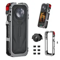 Jaula de Metal con cubierta de lente de silicona para soporte de montaje de cámara Insta360 X5 con zapata fría, plataforma de disparo Horizontal/Vertical