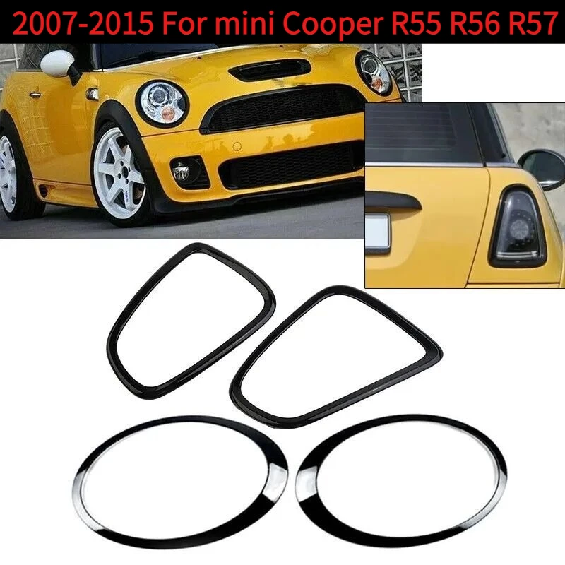 2007-2015 Car Headlight Taillight Cover Trim Ring Front/Rear For BMW Mini R56 R55 R57 R58 R59 Black/Silver Trim Lamp Cover Trims