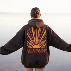 Let's Watch The Sunset Sudadera con capucha Preppy Y2k, ropa Preppy, ropa estética, Sudadera con capucha de playa, sudaderas estéticas con capucha