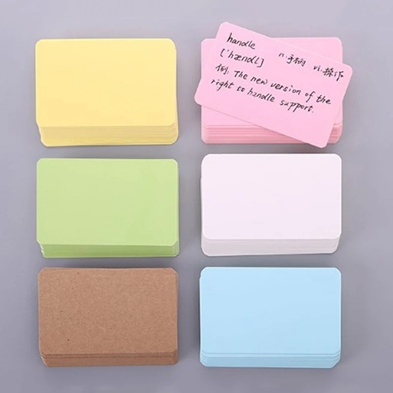100 Stück Kraftpapier, leere Grußkarten, Postkarten und Umschläge, runde Kante, Schriftzug, Nachricht, Notizen, Etiketten, weiß, schwarz – Detail 9
