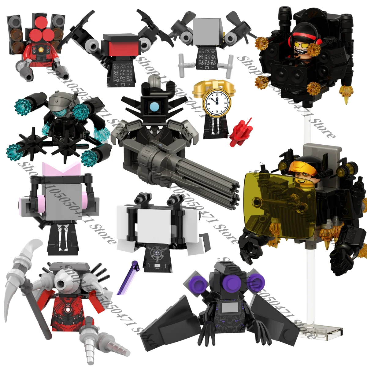 

Hot selling toy Skibidi Toilet Computer Man Titan Clockman assembly model squares children building block brick toy gifts
