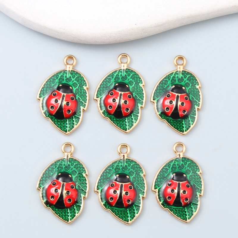 10 PCS Cute Leaves Insect Charms Animals Plants nature Enamel Pendants For Making Handmade DIY Jewelry Earrings Findings