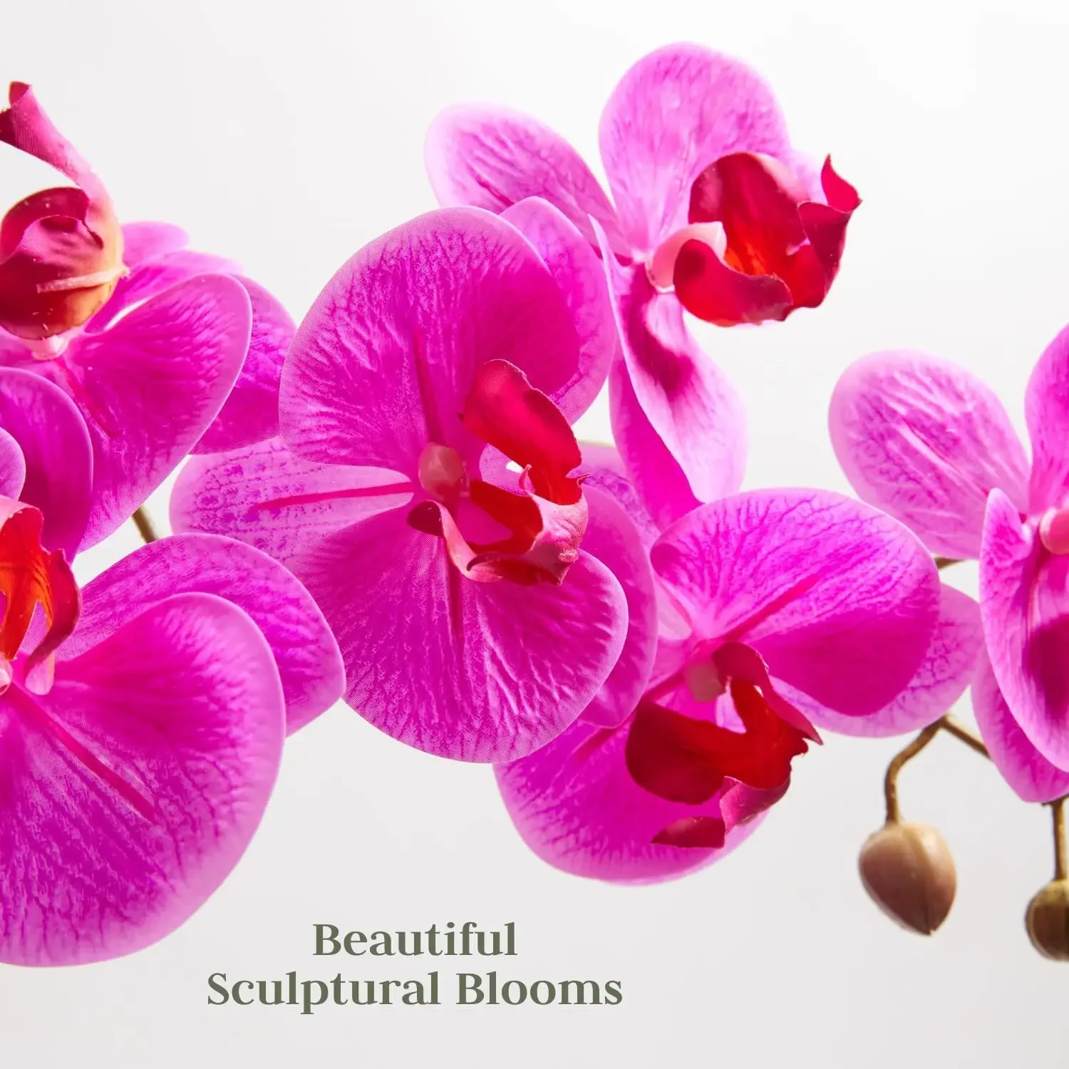 Faux Pink Orchid Plant, Premium Artificial Indoor Flower Display Stands 25-Inches with Beautiful Sculptural Blooms and Foliage T