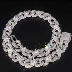 18mm Big Heavy Hip Hop 5A+ CZ Stone Bling Iced Out Flower Infinity Round Cuban Link Chain Necklace for Men Rapper Jewelry