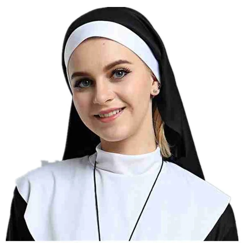 

Halloween Nun Headdress, Maid Headdress, Nun Veil, Nun Headband, Halloween Costumes for Women Roman Catholic Cos