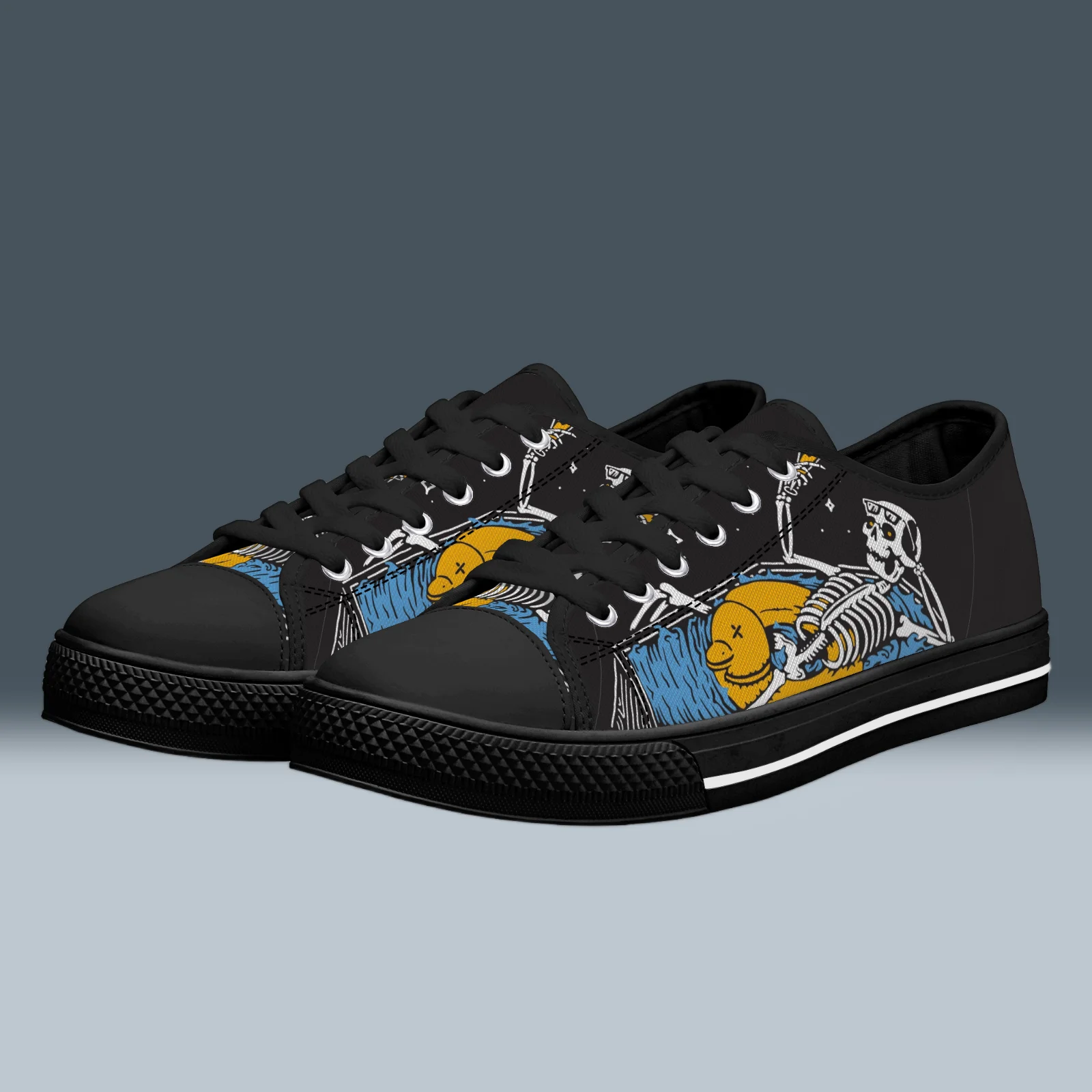 

"Vacation Skull" low-top canvas shoes for men and women vulcanized sneakers high quality sneakers for man campus sneakers-custom