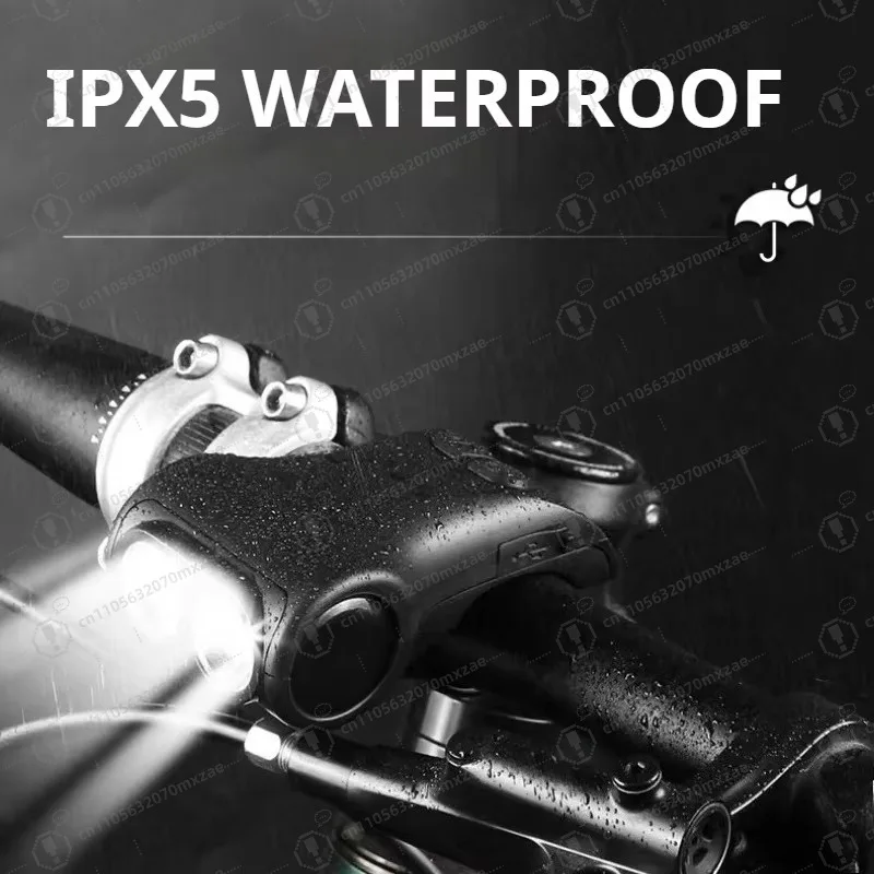 ضوء الجرس 120 ديسيبل متكامل! مصباح أمامي للدراجة مزود بمنفذ USB، وتكيف متعدد النماذج