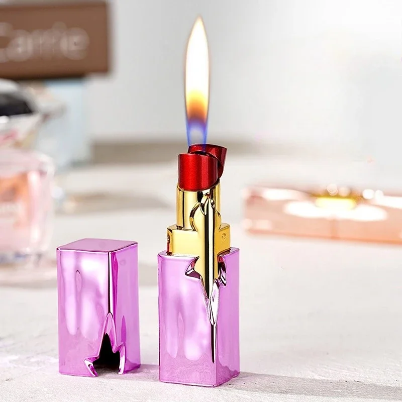 NEW Creative Lipstick Lighter Portable Open Flame Cigarette Lighter Female Student Lighter High-Value Smoker Gifts 2025